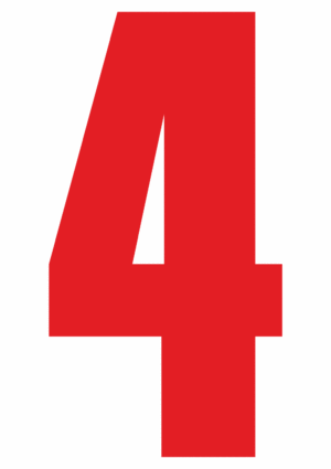 Čísla a písmena - Řezané číslo na samolepicí fólii PVC: 4 (Červená)