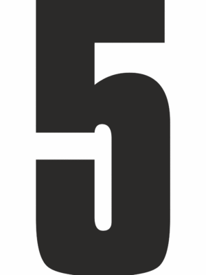 Čísla a písmena - Řezané číslo na samolepicí fólii PVC: 5 (Černá)