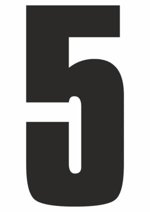 Čísla a písmena - Řezané číslo na samolepicí fólii PVC: 5 (Černá)