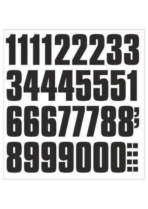 Čísla a písmena - Řezané číslo na samolepicí fólii PVC: Arch čísel velikost 50 mm