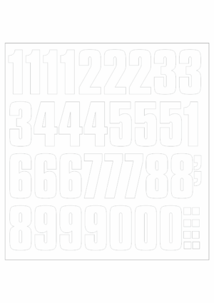 Čísla a písmena - Řezané číslo na samolepicí fólii PVC: Arch čísel velikost 50 mm (Bílá)