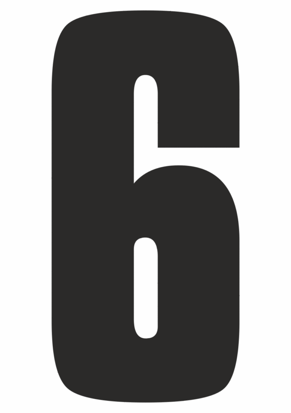 Čísla a písmena - Řezané číslo na samolepicí fólii PVC: 6 (Černá)