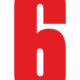 Čísla a písmena - Řezané číslo na samolepicí fólii PVC: 6 (Červená)