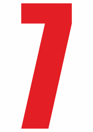Čísla a písmena - Řezané číslo na samolepicí fólii PVC: 7 (Červená)