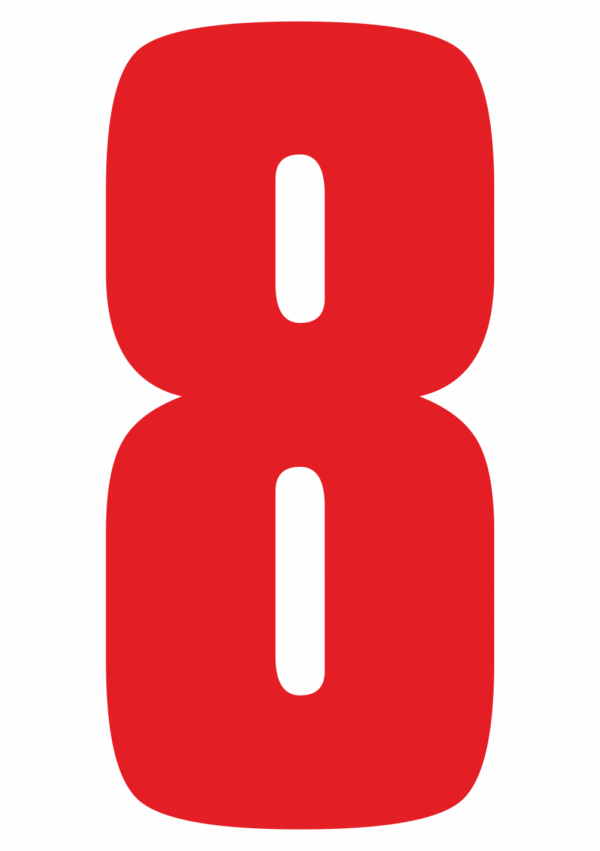 Čísla a písmena - Řezané číslo na samolepicí fólii PVC: 8 (Červená)