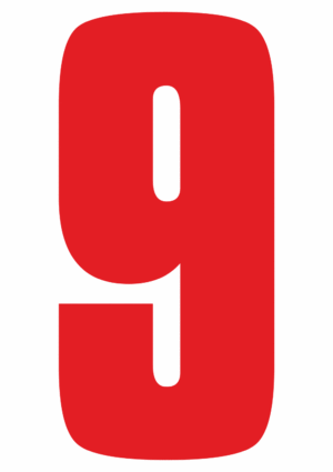 Čísla a písmena - Řezané číslo na samolepicí fólii PVC: 9 (Červená)