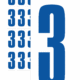 Čísla a písmena - Číslo na samolepicí fólii PVC s bílým podkladem: 3 (Modrá)