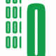 Čísla a písmena - Číslo na samolepicí fólii PVC s bílým podkladem: 0 (Zelená)