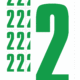 Čísla a písmena - Číslo na samolepicí fólii PVC s bílým podkladem: 2 (Zelená)