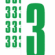 Čísla a písmena - Číslo na samolepicí fólii PVC s bílým podkladem: 3 (Zelená)