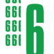 Čísla a písmena - Číslo na samolepicí fólii PVC s bílým podkladem: 6 (Zelená)