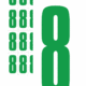 Čísla a písmena - Číslo na samolepicí fólii PVC s bílým podkladem: 8 (Zelená)