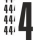 Čísla a písmena - Číslo na samolepicí fólii PVC s bílým podkladem: 4 (Černá)