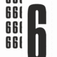 Čísla a písmena - Číslo na samolepicí fólii PVC s bílým podkladem: 6 (Černá)