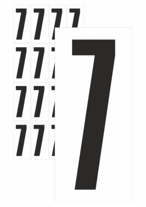 Čísla a písmena - Číslo na samolepicí fólii PVC s bílým podkladem: 7 (Černá)
