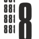 Čísla a písmena - Číslo na samolepicí fólii PVC s bílým podkladem: 8 (Černá)