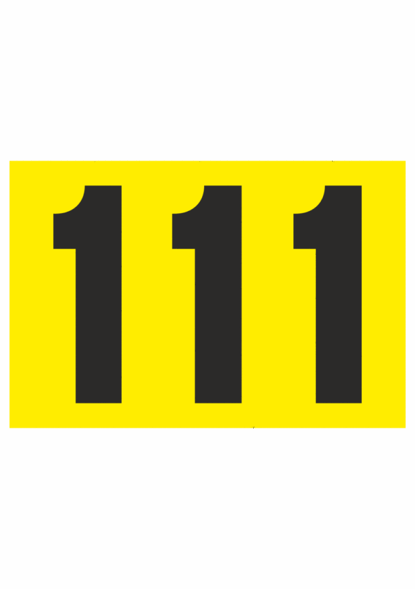 Čísla a písmena - Víceciferná čísla na samolepicí fólii PVC: Trojciferná čísla (Černá + Žlutý podklad)