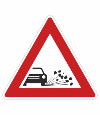 Dopravní značky plechové - Výstražné: Odlétávající štěrk (A17)