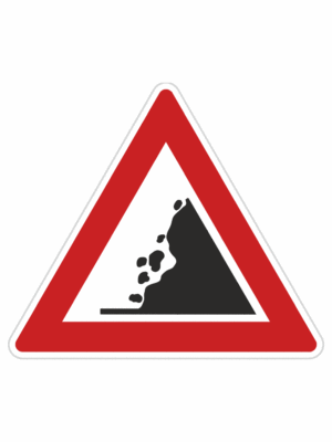 Dopravní značky plechové - Výstražné: Padající kamení (A18)