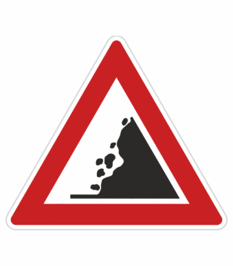 Dopravní značky plechové - Výstražné: Padající kamení (A18)