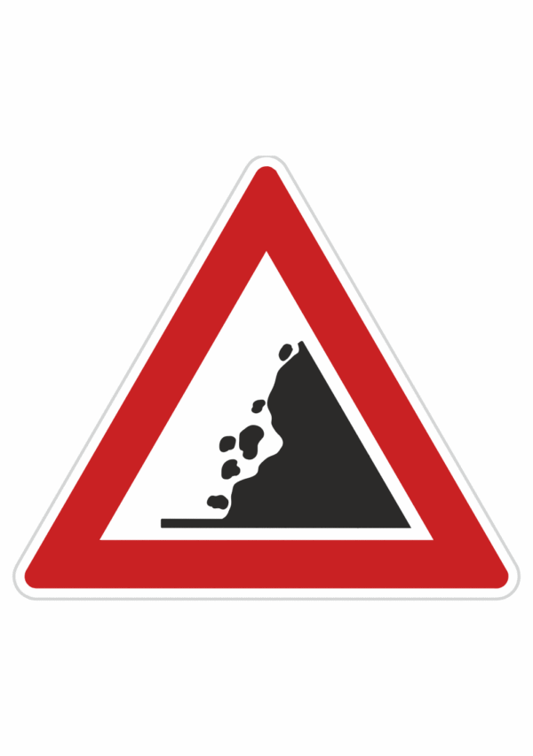 Dopravní značky plechové - Výstražné: Padající kamení (A18)