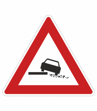 Dopravní značky plechové - Výstražné: Nebezpečná krajnice (A28)
