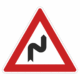 Dopravní značky plechové - Výstražné: Dvojitá zatáčka, první vpravo (A2a)