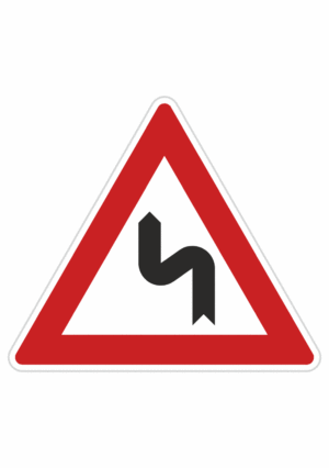 Dopravní značky plechové - Výstražné: Dvojitá zatáčka, první vlevo (A2b)