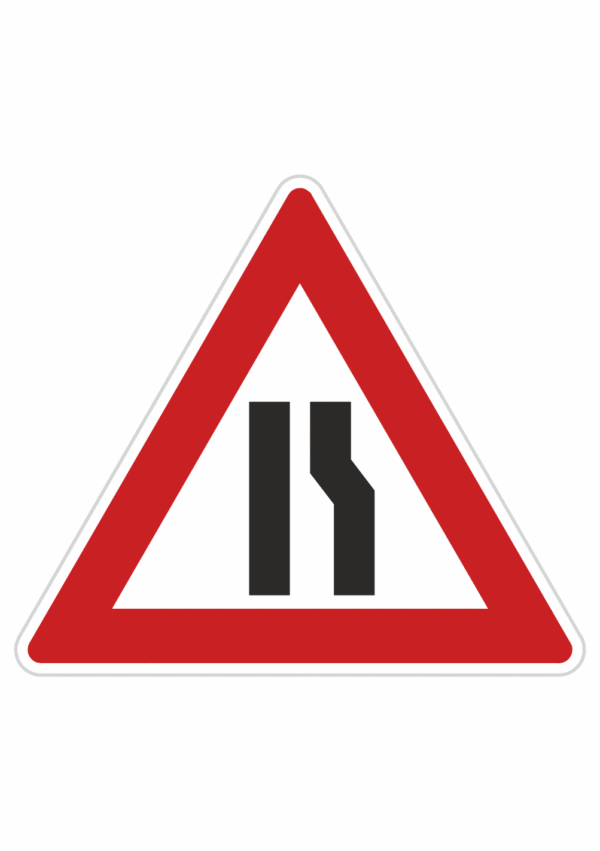 Dopravní značky plechové - Výstražné: Zúžena vozovka, Z jedné strany (A6b)