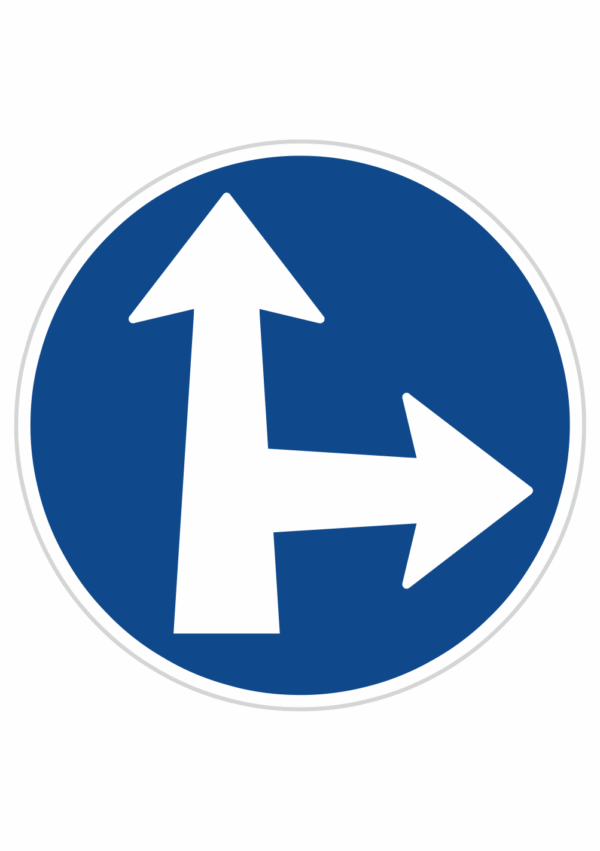 Dopravní značky plechové - Příkazové: Přikázaný směr jízdy přímo a vpravo (C2d)