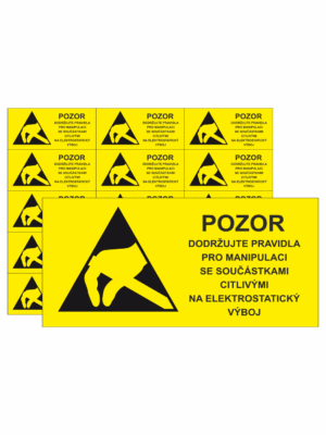 Značení ESD - Elektrostatika: Pozor dodržujte pravidla pro manipulaci se součástkami citlivými na elektrostatický výboj