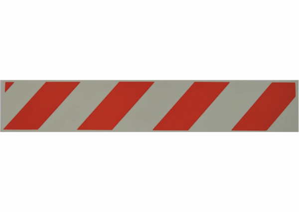 Výstražné profily, pásy a zábrany - Samolepicí pásky: Fotoluminiscenční červenobílý pás levý