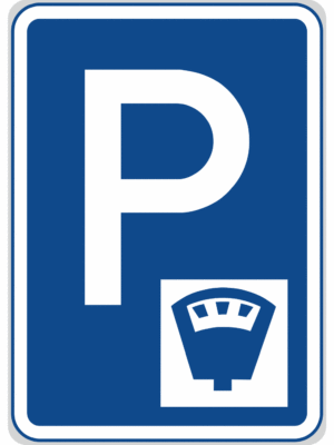 Dopravní značky plechové - Informativní: Parkoviště s parkovacím automatem (IP13c)