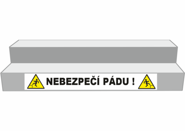 Podlahové pásy a značky - Označení schodů: Nebezpečí pádu (Bílý podklad)