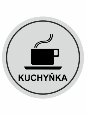 Značení budov, prostorů a vstupů - Označení místnosti (Piktogramy): Kuchyňka (Stříbrná, Kruh)