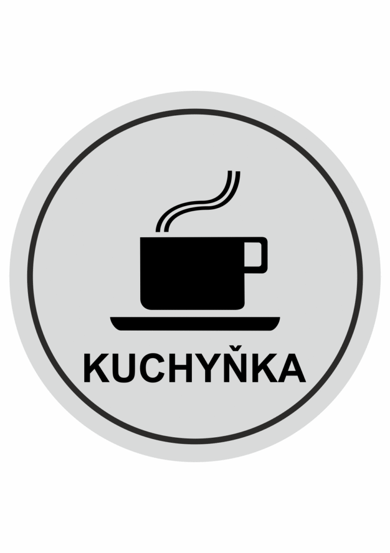 Značení budov, prostorů a vstupů - Označení místnosti (Piktogramy): Kuchyňka (Stříbrná, Kruh)