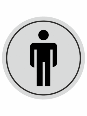 Značení budov, prostorů a vstupů - Označení místnosti (Piktogramy): WC muži (Stříbrná)
