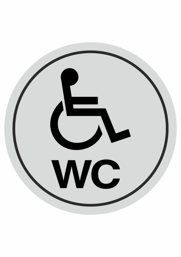 Značení budov, prostorů a vstupů - Označení místnosti (Piktogramy): WC Vozíčkáři (Stříbrná, Kruh)