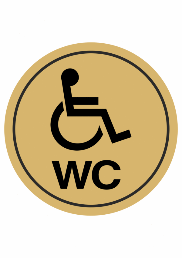 Značení budov, prostorů a vstupů - Označení místnosti (Piktogramy): WC Vozíčkáři (Zlatá, Kruh)