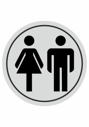 Značení budov, prostorů a vstupů - Označení místnosti (Piktogramy): WC Muži + Ženy (Stříbrná, Kruh)