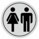 pict105 | KRIŽAN - safetyshop Značení budov, prostorů a vstupů - Označení místnosti (Piktogramy): WC Muži + Ženy (Stříbrná, Kruh)
