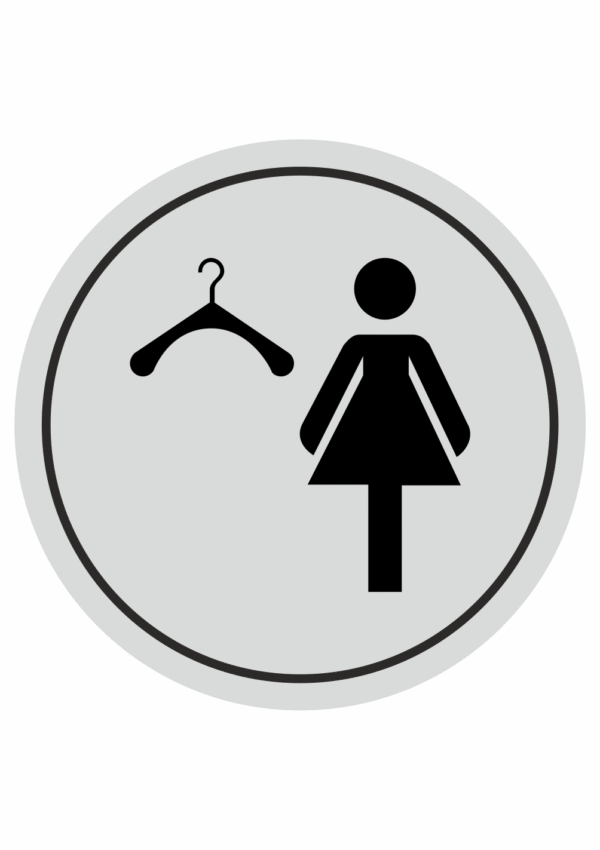 Značení budov, prostorů a vstupů - Označení místnosti (Piktogramy): Šatna ženy (Stříbrná, Kruh)