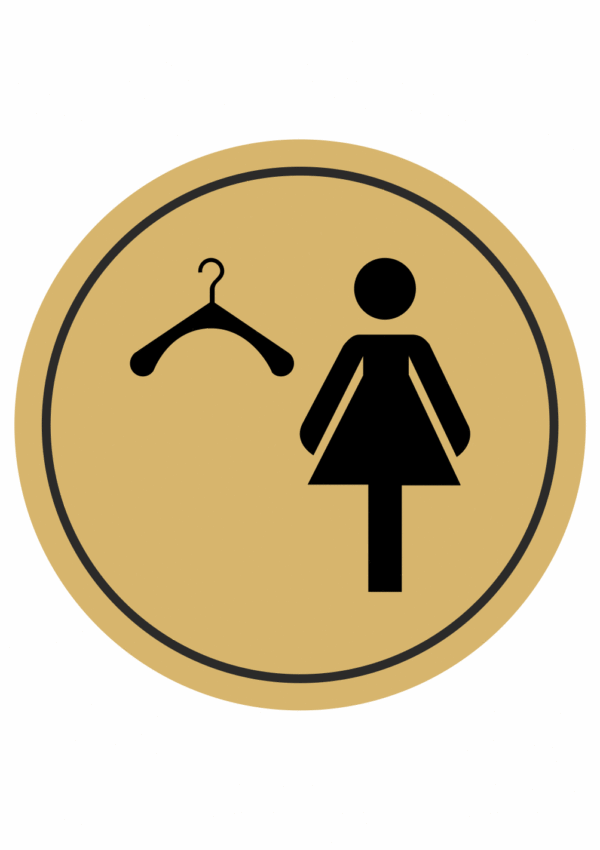 Značení budov, prostorů a vstupů - Označení místnosti (Piktogramy): Šatna ženy (Zlatá, Kruh)