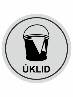 Značení budov, prostorů a vstupů - Označení místnosti (Piktogramy): Úklid (Stříbrná, Kruh)