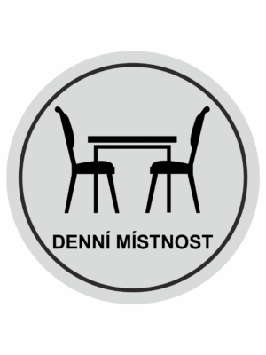 Značení budov, prostorů a vstupů - Označení místnosti (Piktogramy): Denní místnost (Stříbrná, Kruh)