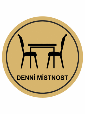 Značení budov, prostorů a vstupů - Označení místnosti (Piktogramy): Denní místnost (Zlatá, Kruh)
