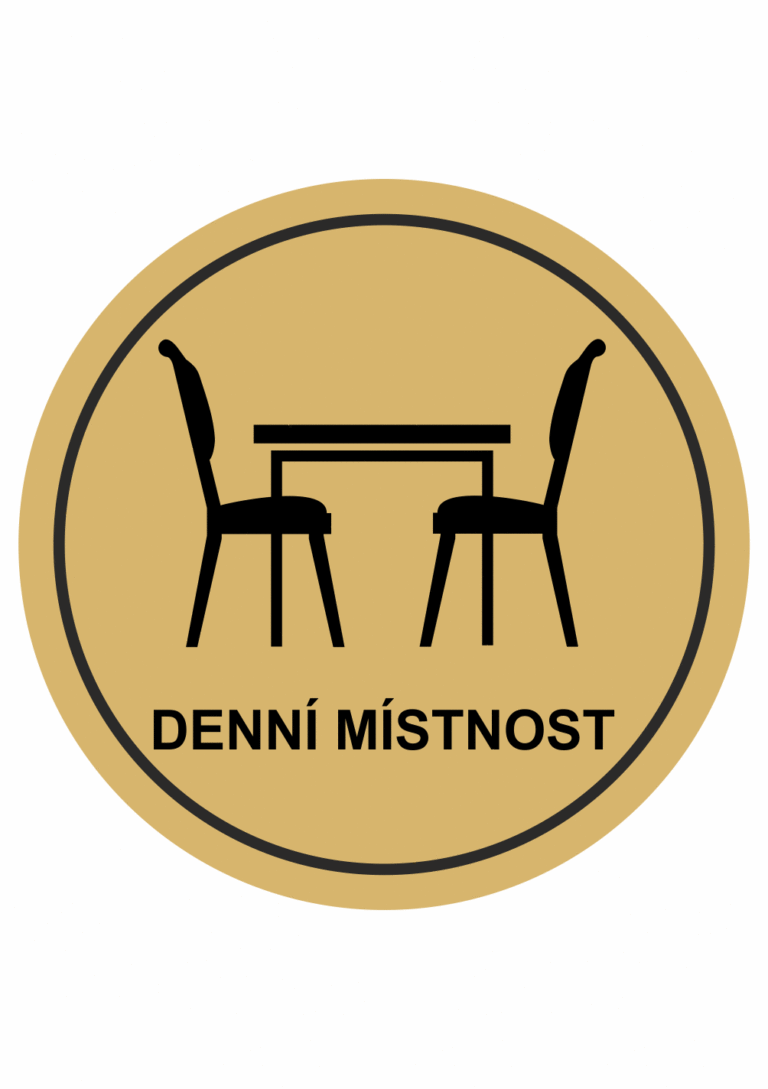 Značení budov, prostorů a vstupů - Označení místnosti (Piktogramy): Denní místnost (Zlatá, Kruh)