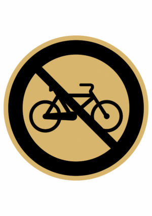 Značení budov, prostorů a vstupů - Označení místnosti (Piktogramy): Zákaz kol (Zlatá, Kruh)