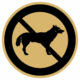 Značení budov, prostorů a vstupů - Označení místnosti (Piktogramy): Zákaz psů (Zlatá, Kruh)
