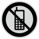Značení budov, prostorů a vstupů - Označení místnosti (Piktogramy): Zákaz mobilů (Stříbrná, Kruh)